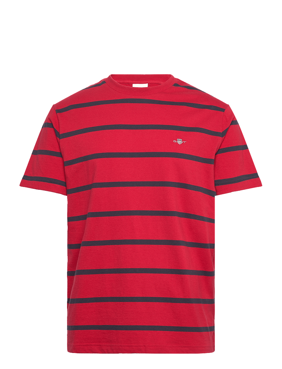 Gant - STRIPED SS T-SHIRT - lühikeste varrukatega t-särgid - ruby red - 1