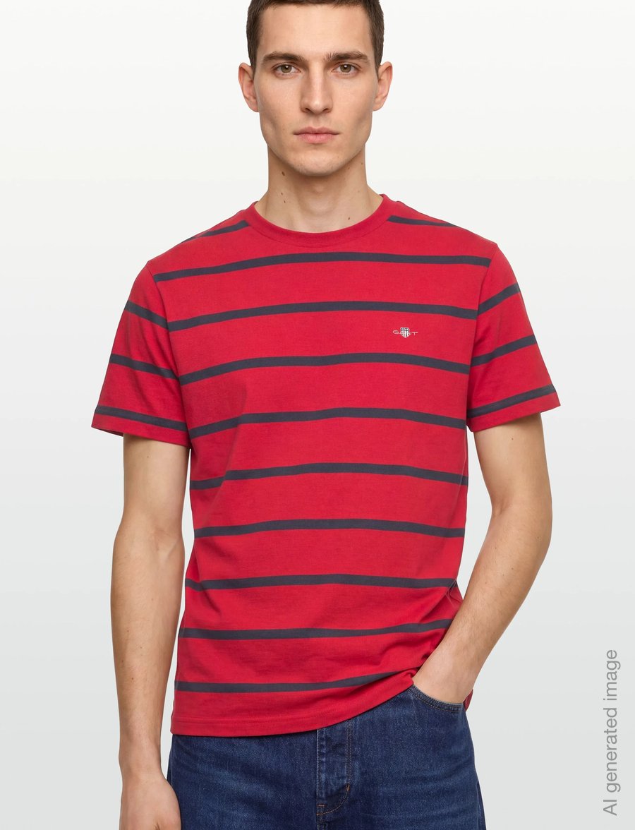Gant - STRIPED SS T-SHIRT - lühikeste varrukatega t-särgid - ruby red - 3