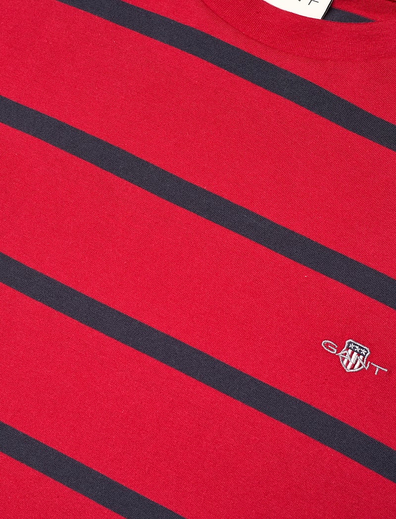 GANT - STRIPED SS T-SHIRT - kortärmade t-shirts - ruby red - 2