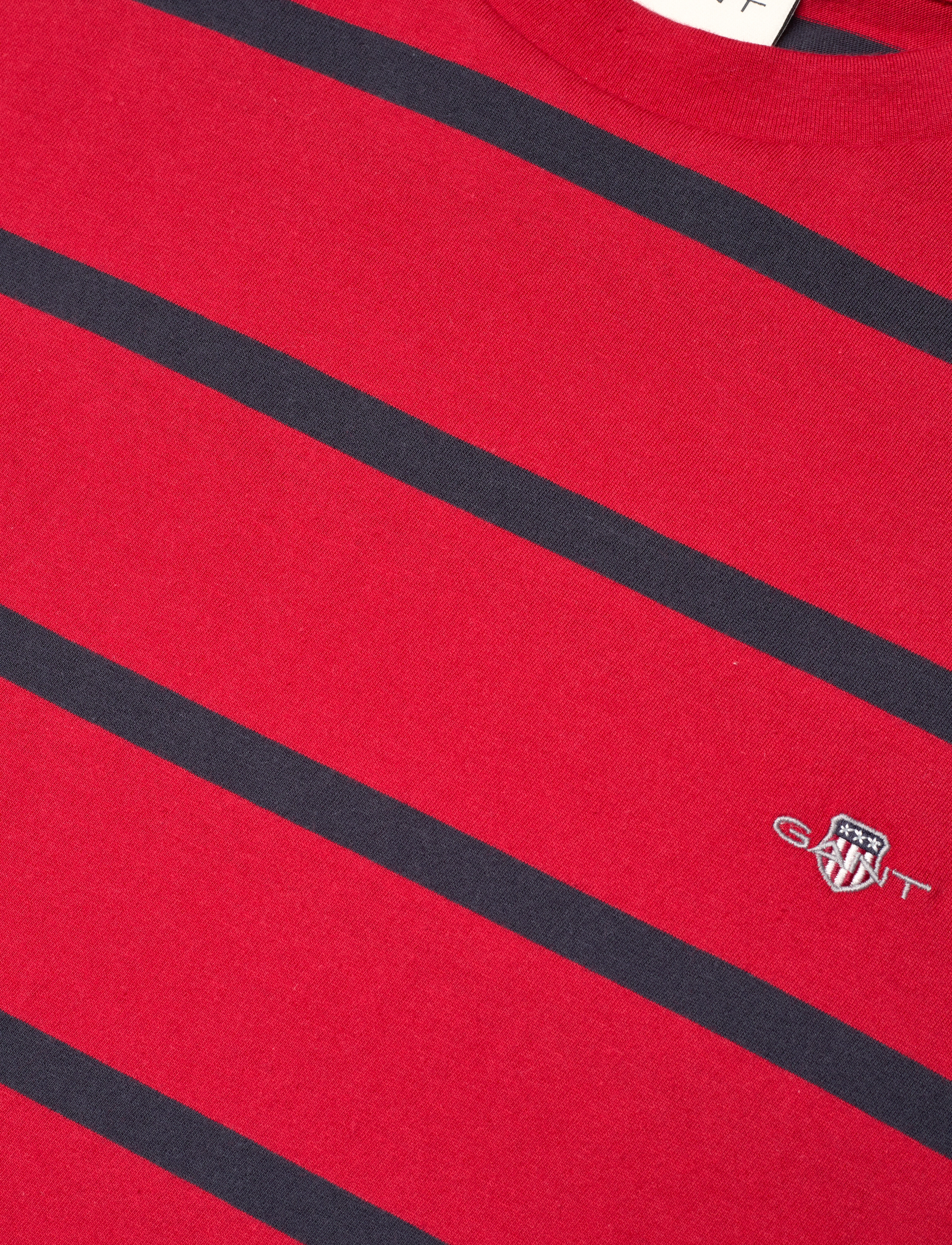 Gant - STRIPED SS T-SHIRT - kortærmede t-shirts - ruby red - 2