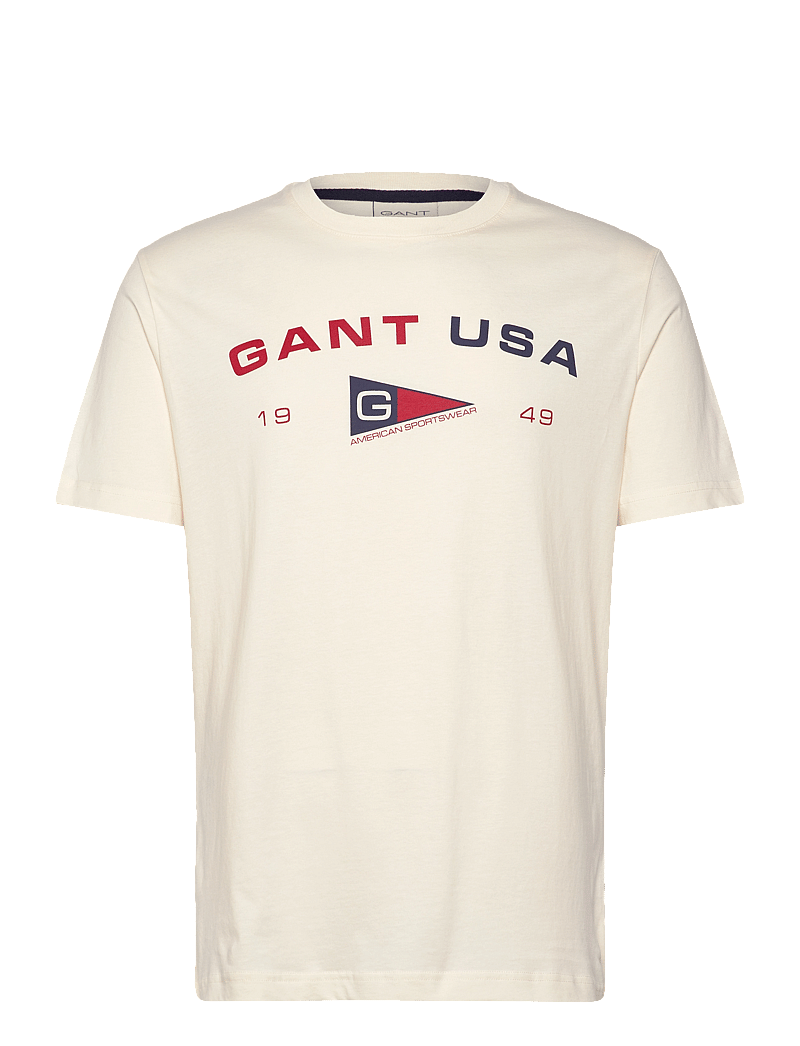GANT - GRAPHIC SS T-SHIRT - short-sleeved t-shirts - cream - 1