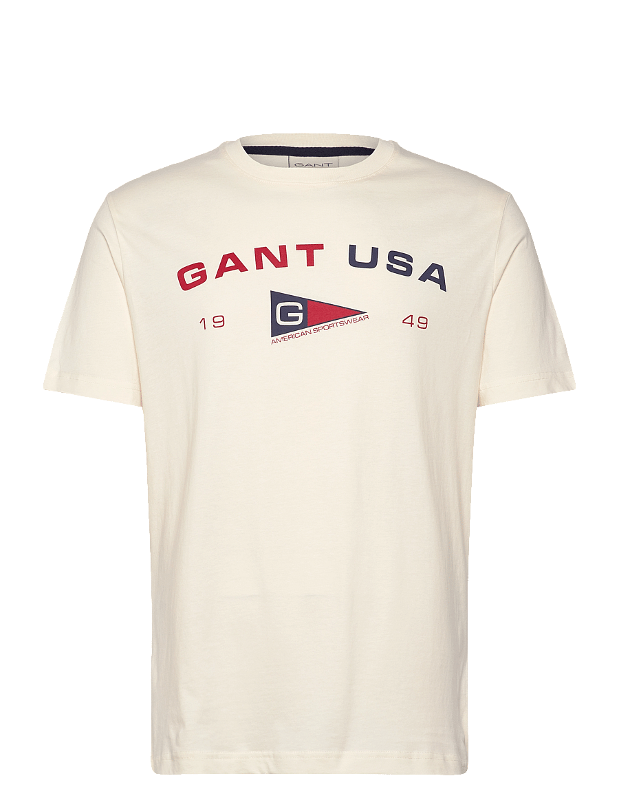 Gant - GRAPHIC SS T-SHIRT - kurzärmelig - cream - 1