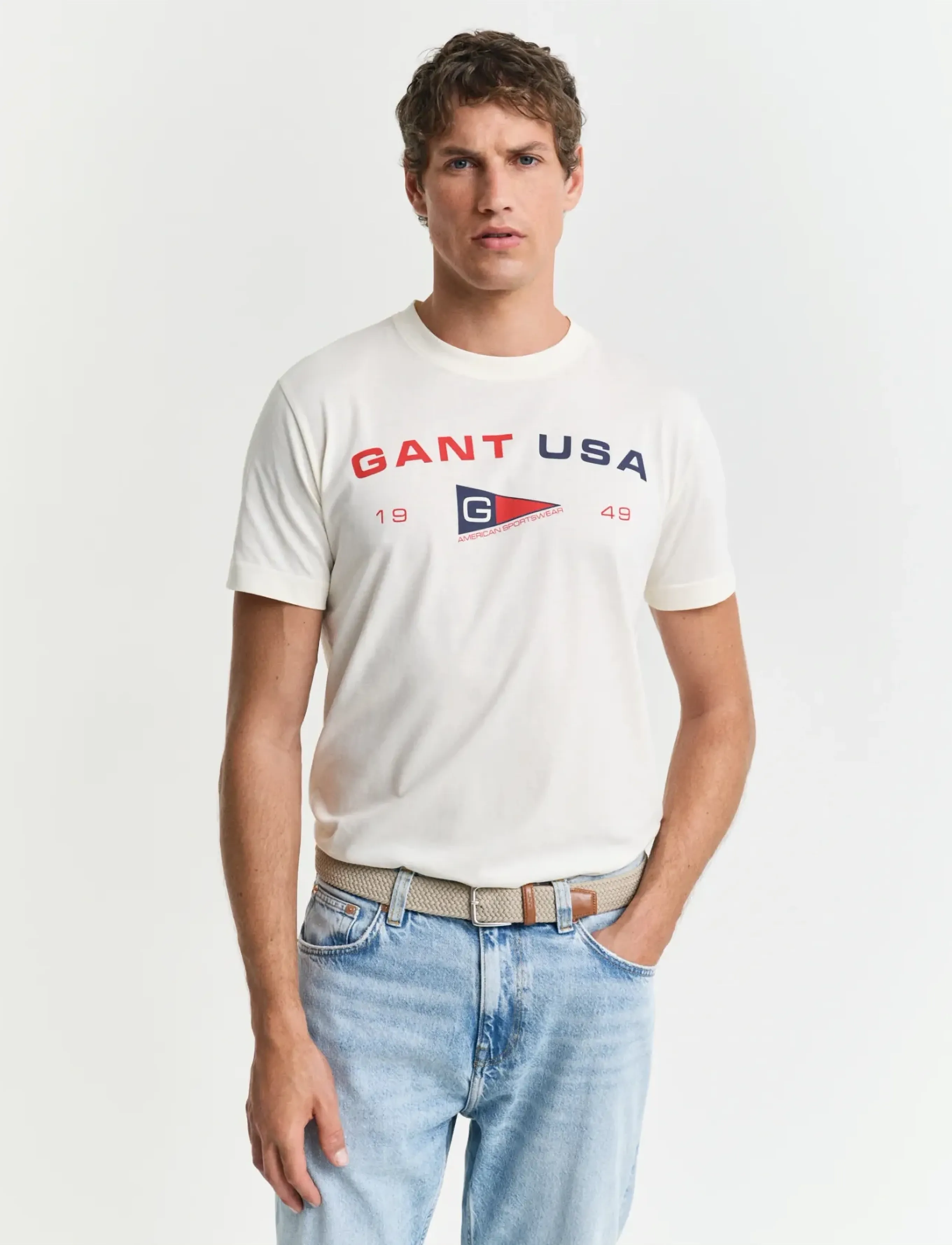 Gant GRAPHIC SS T-SHIRT - Koszulki z nadrukiem - CREAM / cream