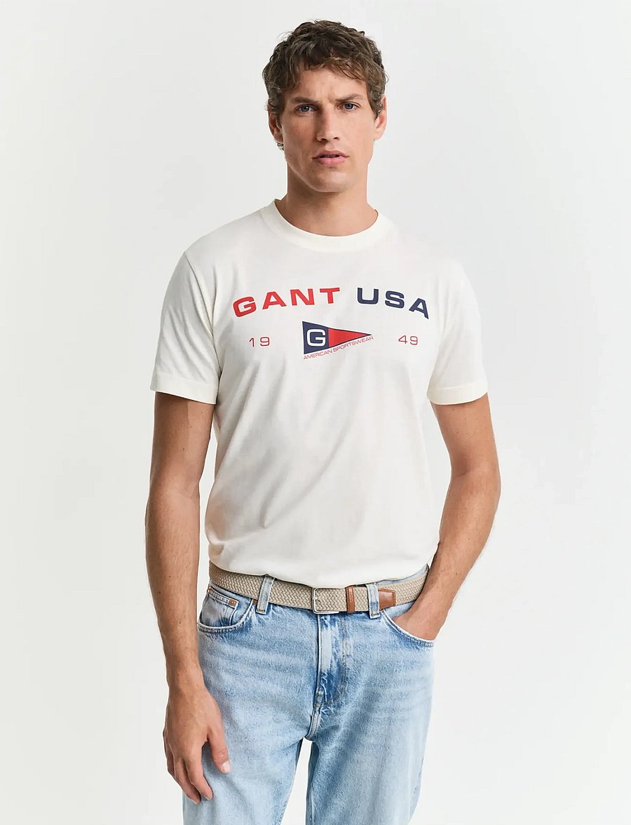 Gant - GRAPHIC SS T-SHIRT - kurzärmelig - cream - 0