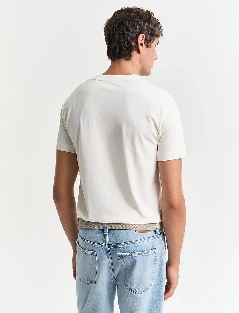 GANT - GRAPHIC SS T-SHIRT - short-sleeved t-shirts - cream - 3
