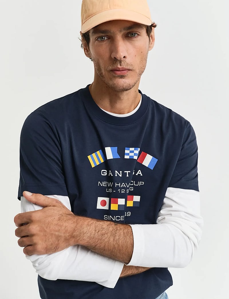 GANT - GRAPHIC SS T-SHIRT - kortærmede t-shirts - evening blue - 0