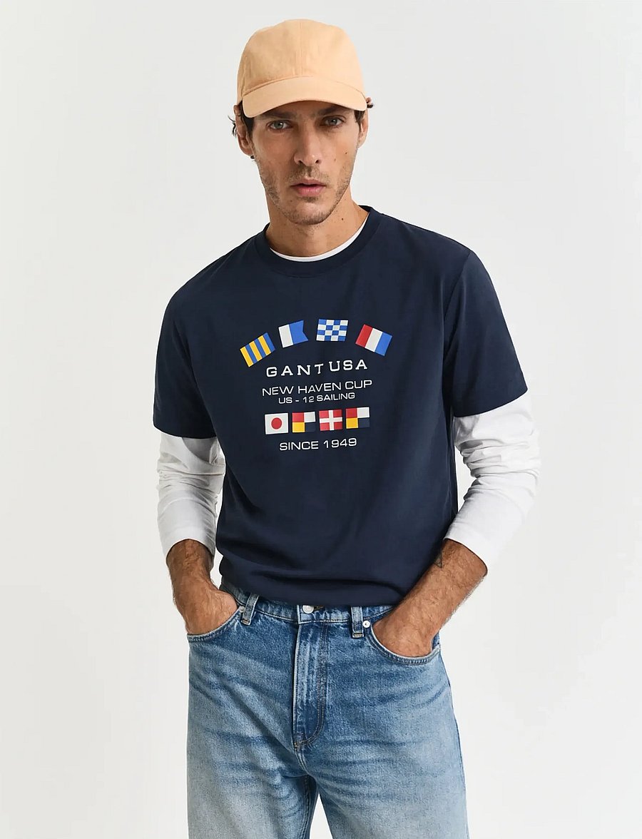 Gant - GRAPHIC SS T-SHIRT - t-shirts à manches courtes - evening blue - 4