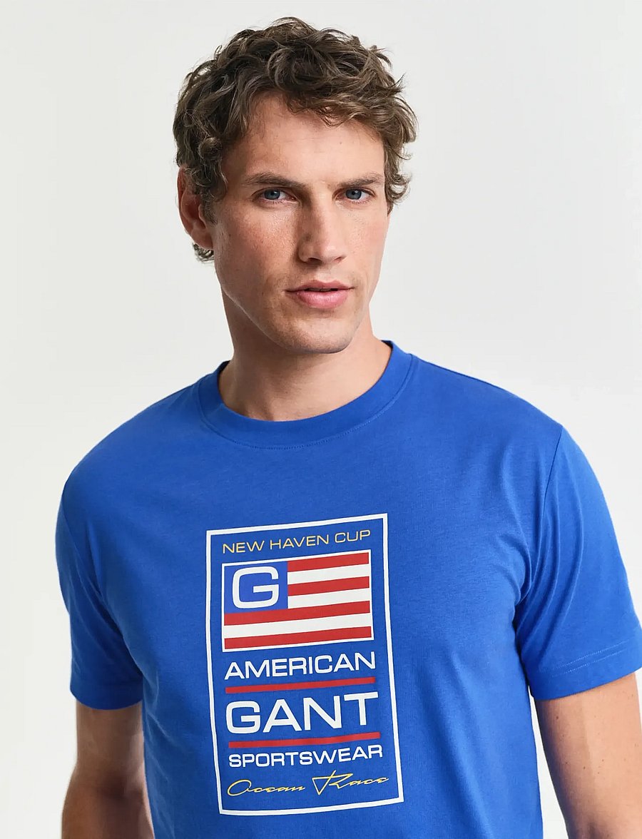 Gant - GRAPHIC SS T-SHIRT - kortärmade t-shirts - lapis blue - 4