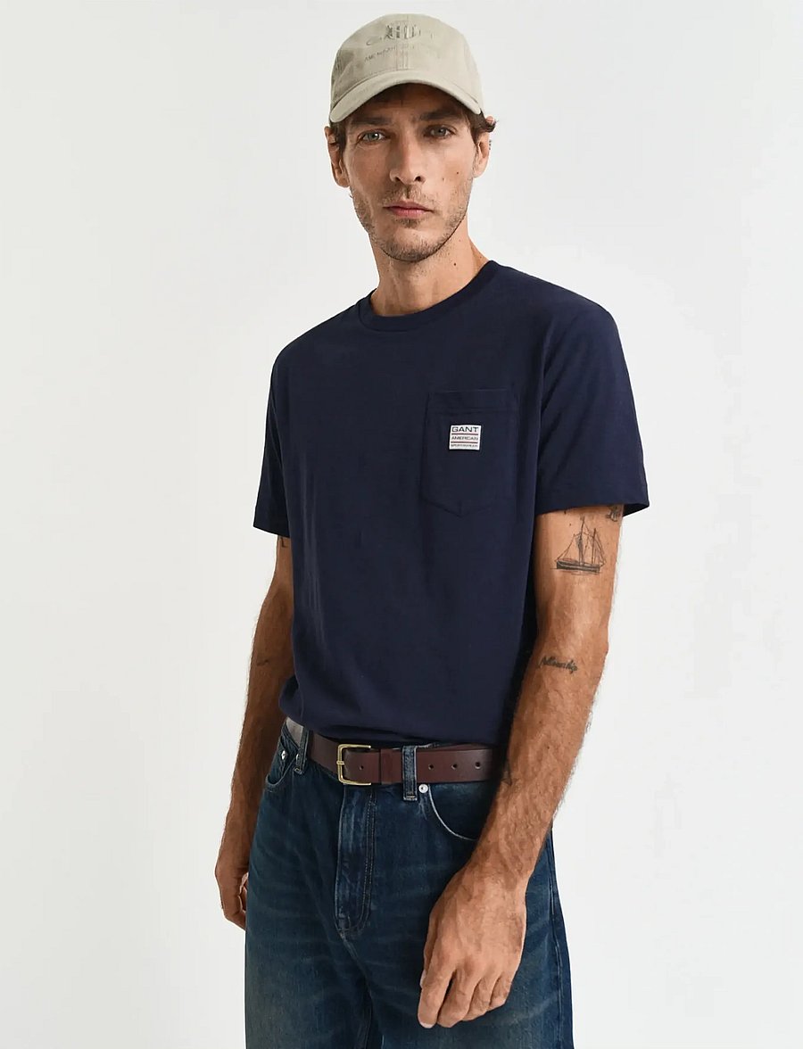 GANT - POCKET SS T-SHIRT - evening blue - 0