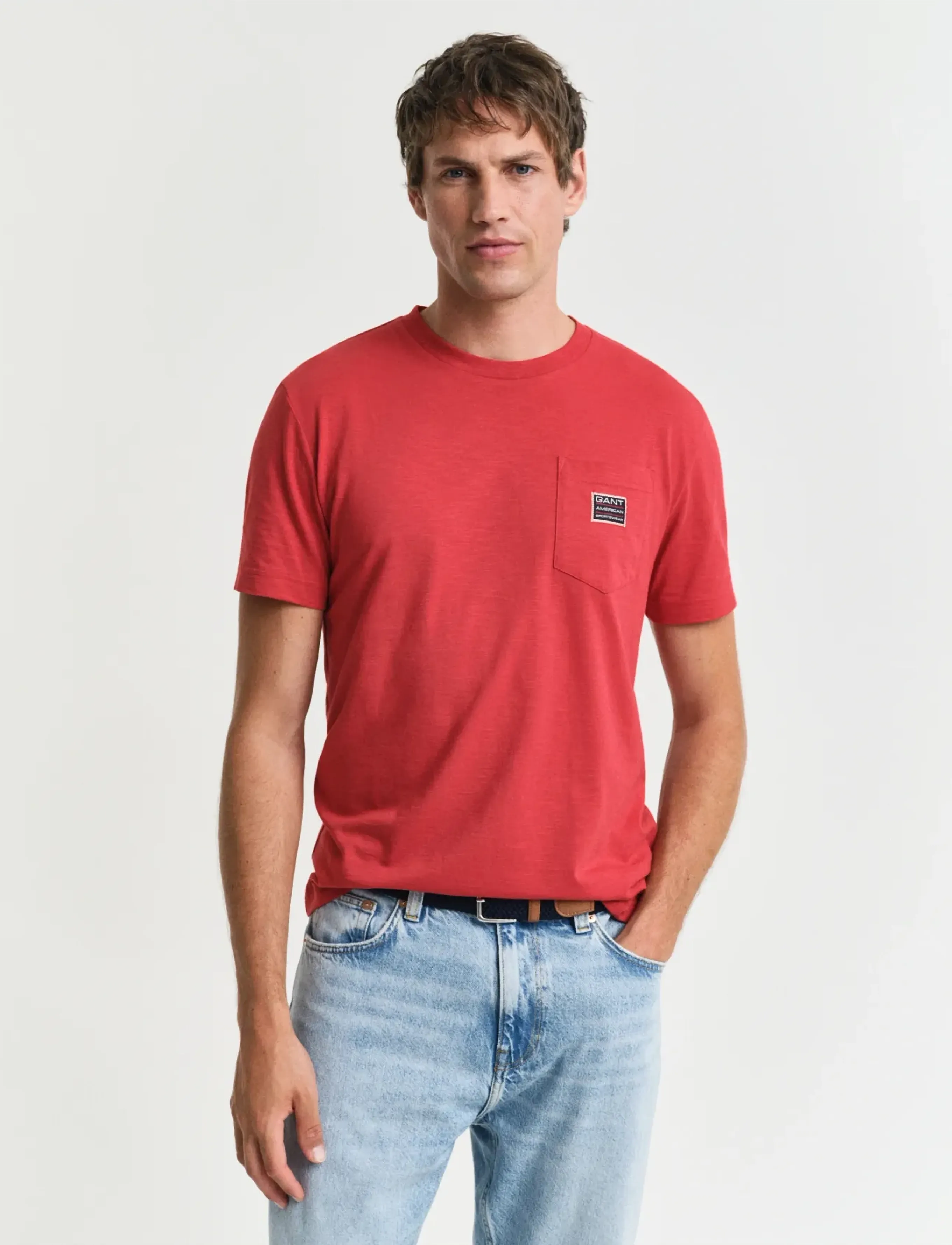 Gant POCKET SS T-SHIRT - T-shirts - RUBY RED / red