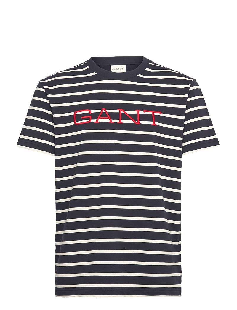 GANT - GRAPHIC STRIPED SS T-SHIRT - kurzärmelig - evening blue - 0