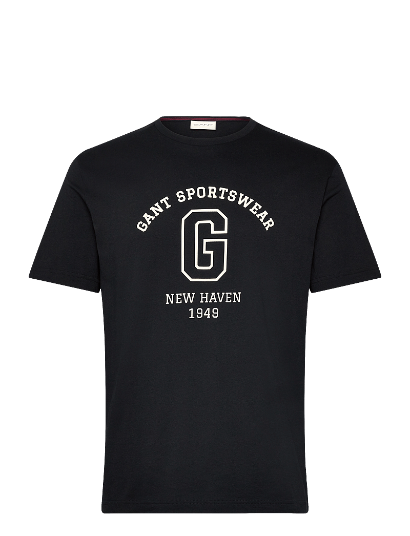 GANT - GRAPHIC SS T-SHIRT - lyhythihaiset - black - 0