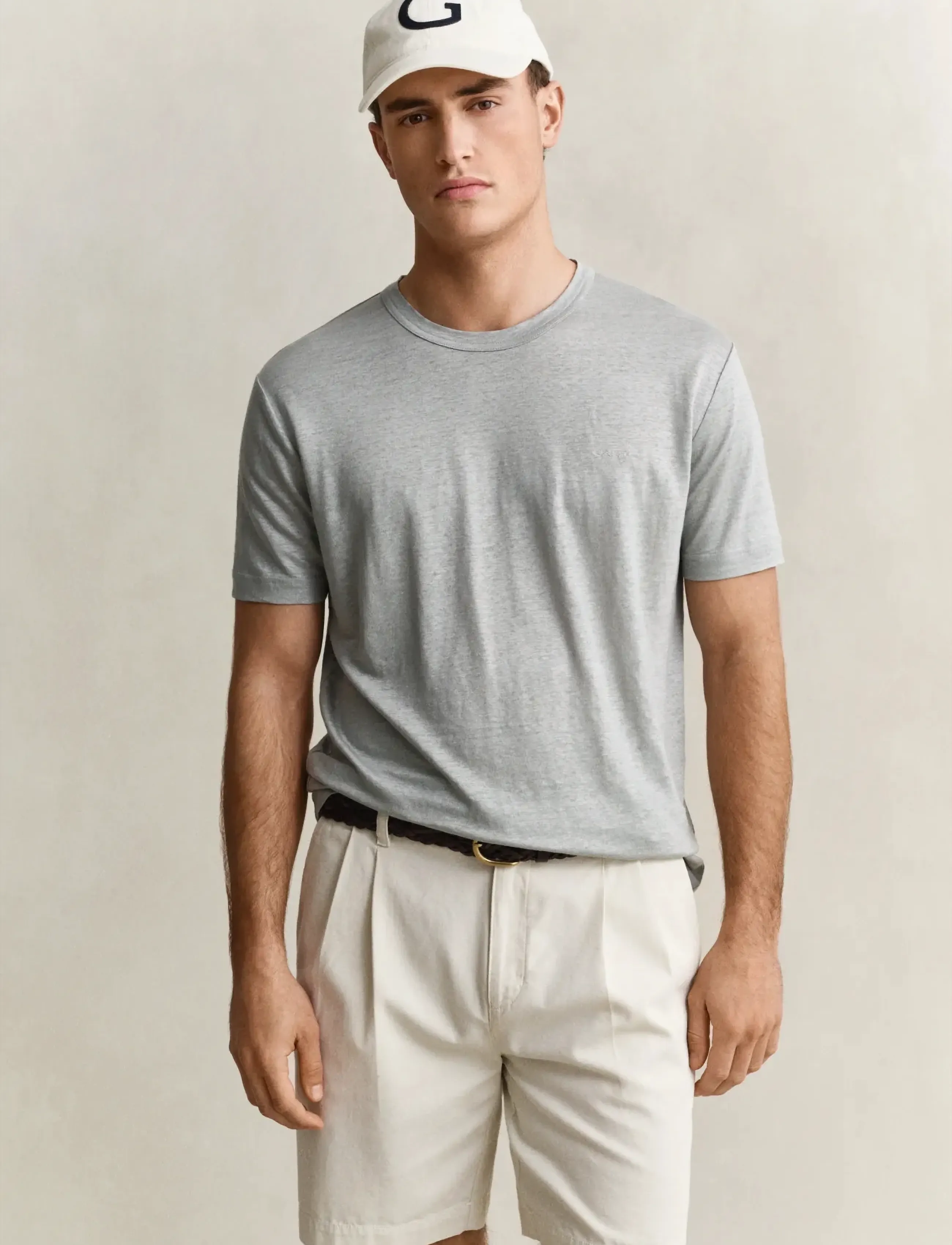 GANT LINEN SS T-SHIRT - T-Shirts - CERAMIC GREY / grey