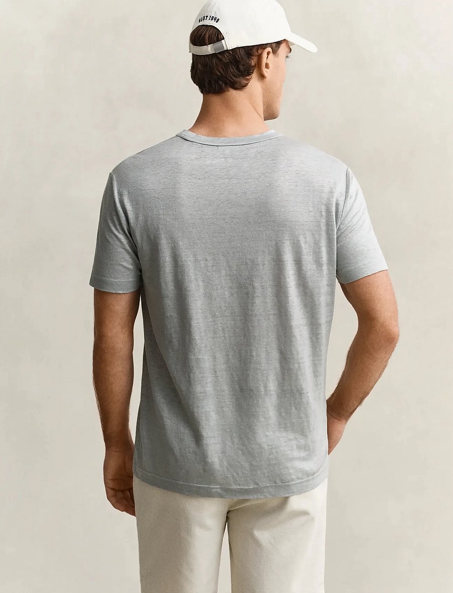 Gant - LINEN SS T-SHIRT - kortærmede t-shirts - ceramic grey - 2