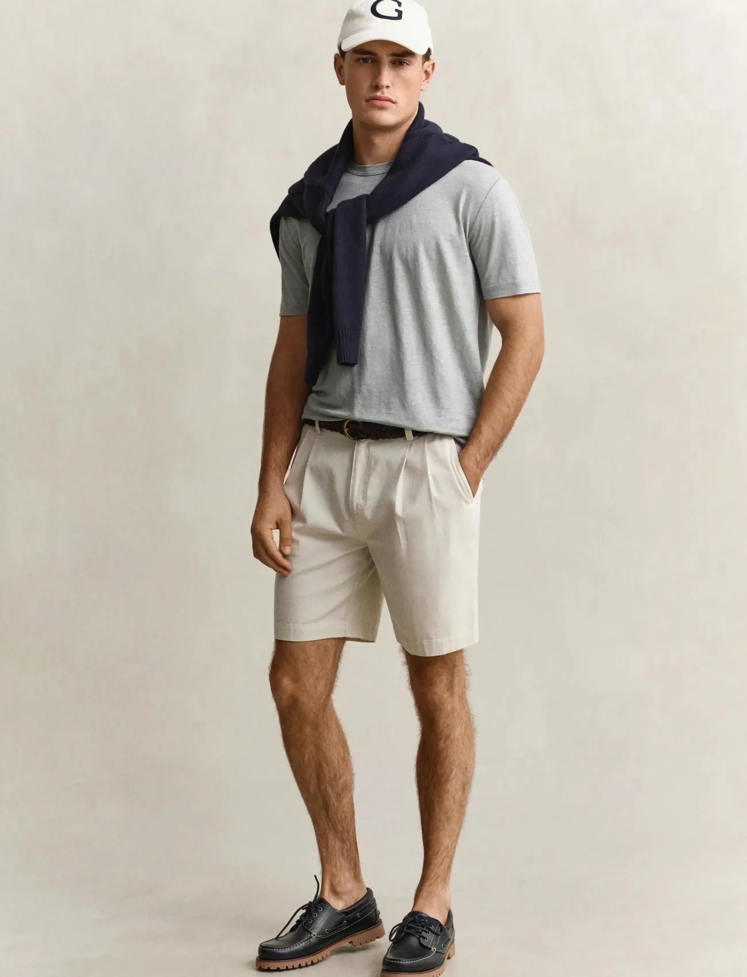 Gant - LINEN SS T-SHIRT - kortærmede t-shirts - ceramic grey - 4
