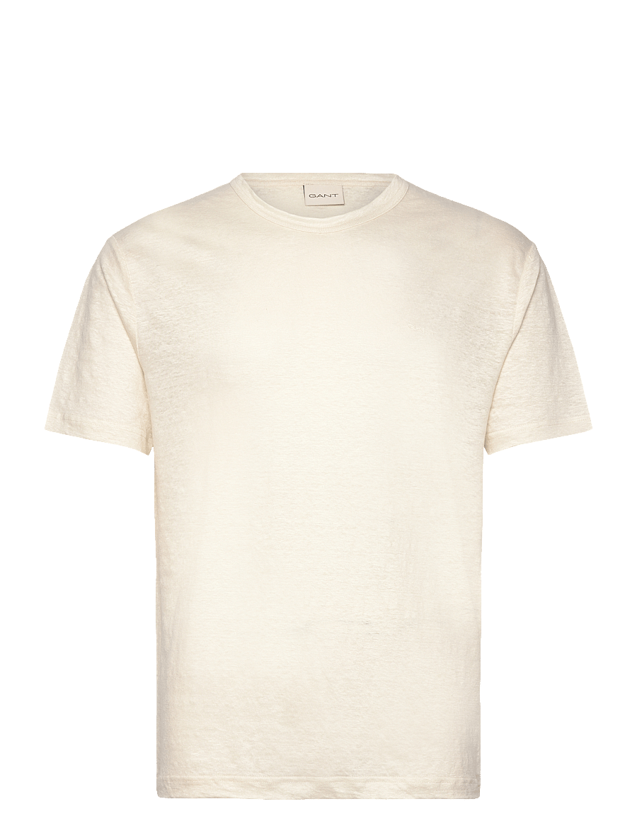 Gant - LINEN SS T-SHIRT - kortærmede t-shirts - cream - 1