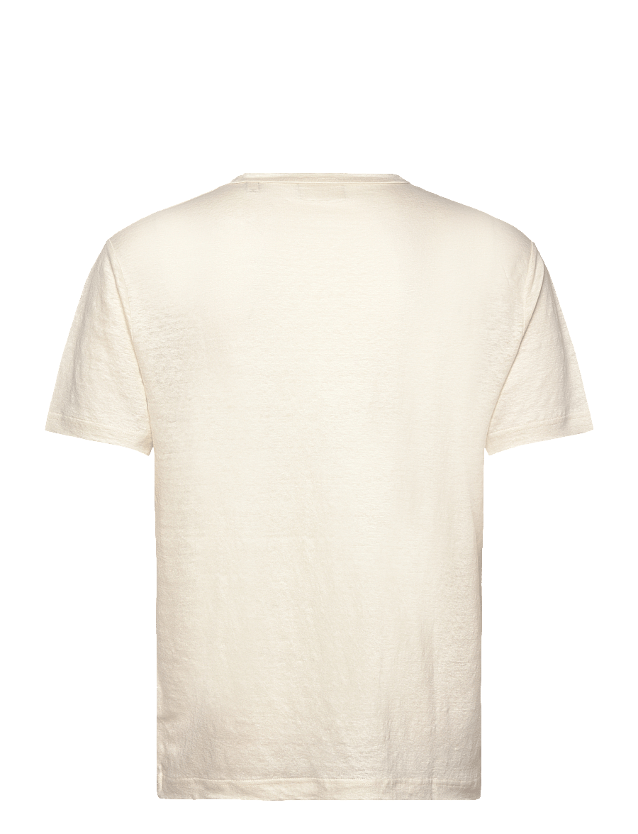 Gant - LINEN SS T-SHIRT - kortærmede t-shirts - cream - 2