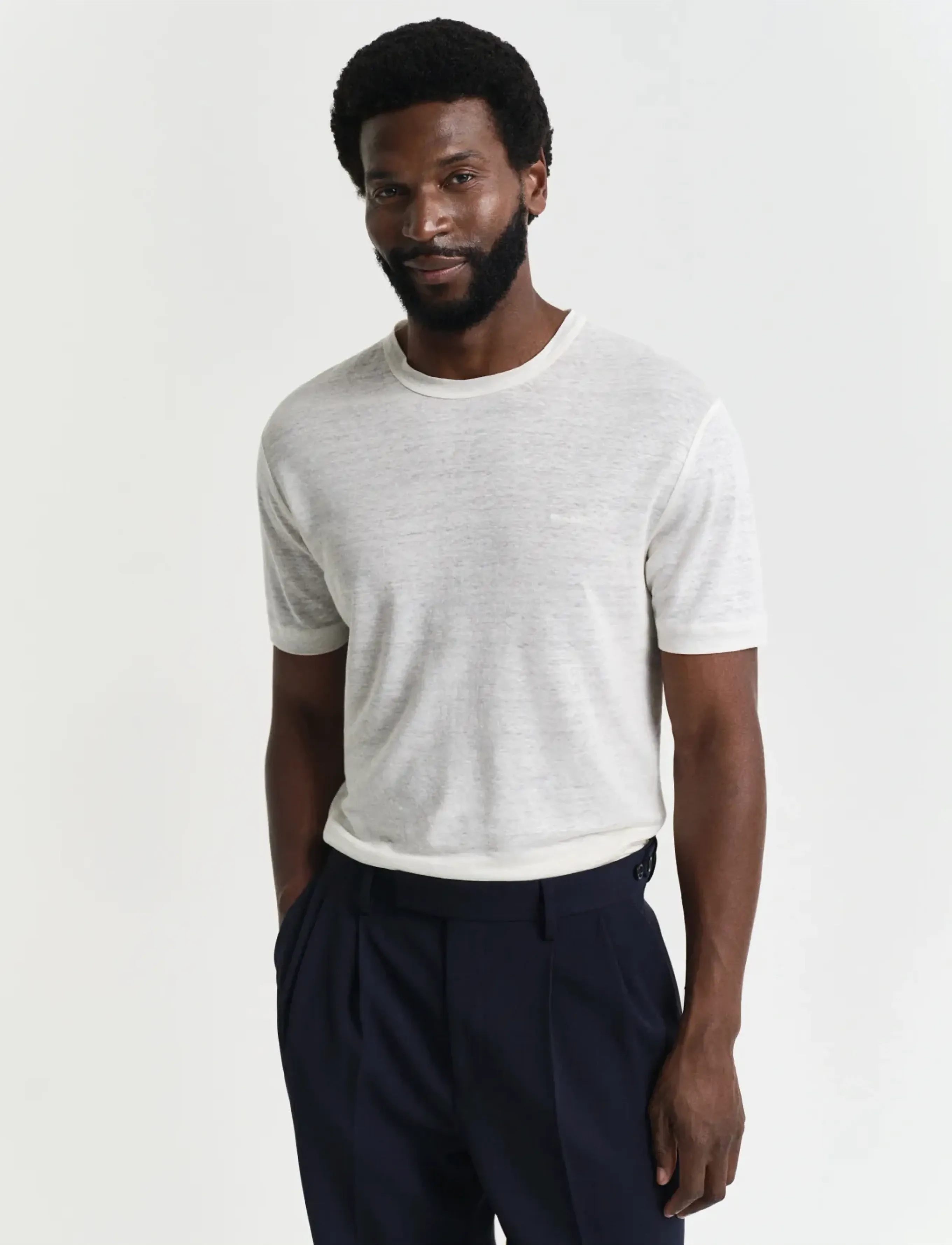 GANT LINEN SS T-SHIRT - T-Shirts - CREAM / cream