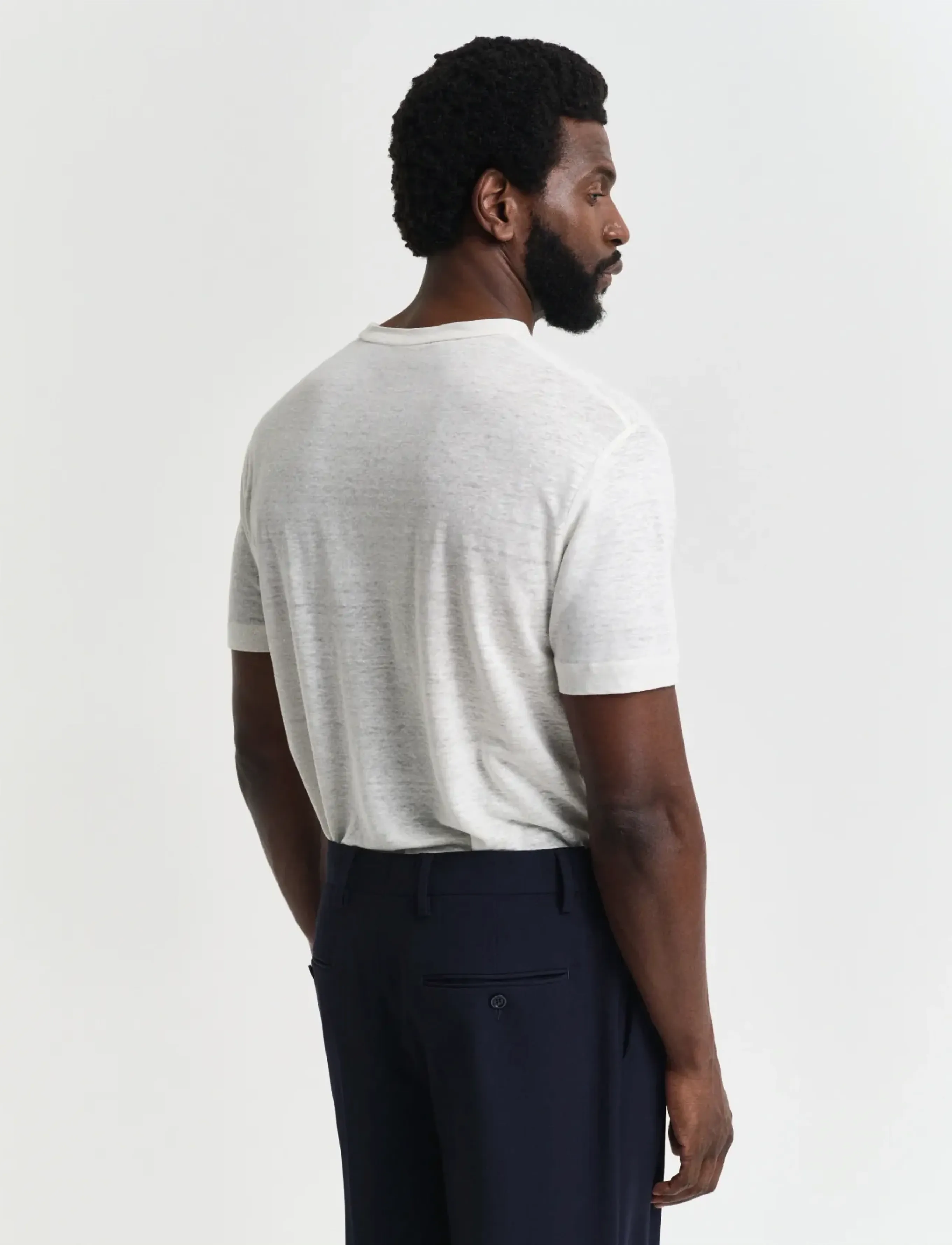 Gant - LINEN SS T-SHIRT - kortærmede t-shirts - cream - 3