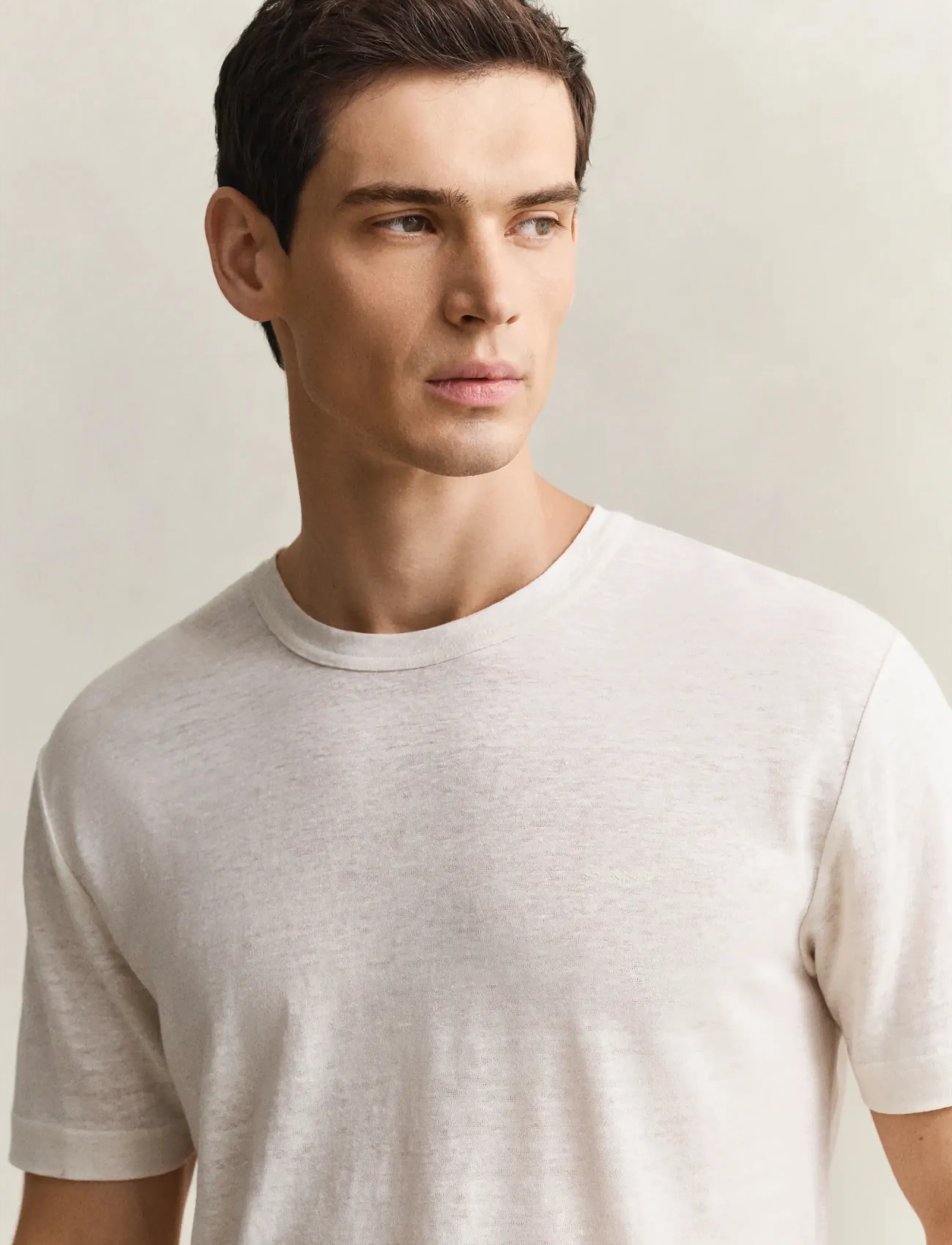 Gant - LINEN SS T-SHIRT - kortærmede t-shirts - creamed white - 3