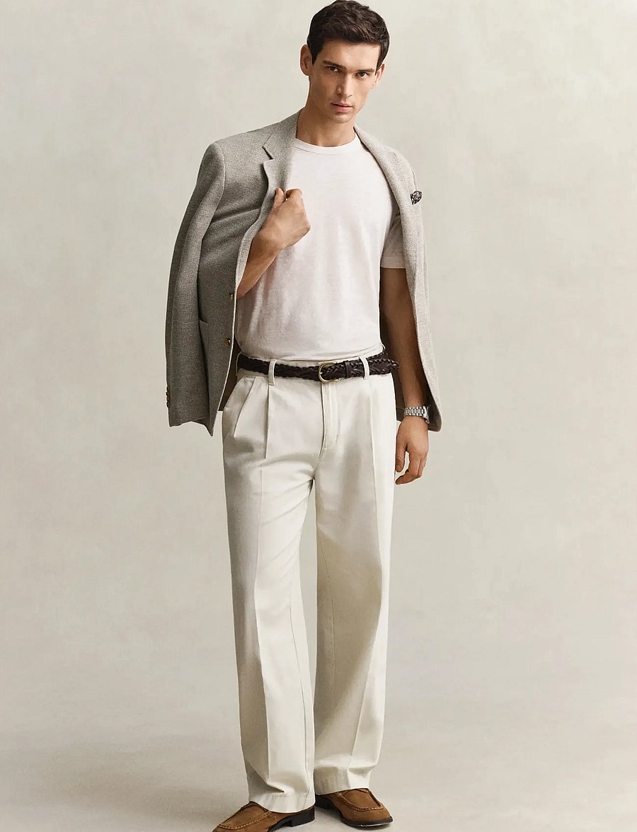Gant - LINEN SS T-SHIRT - kortærmede t-shirts - creamed white - 4