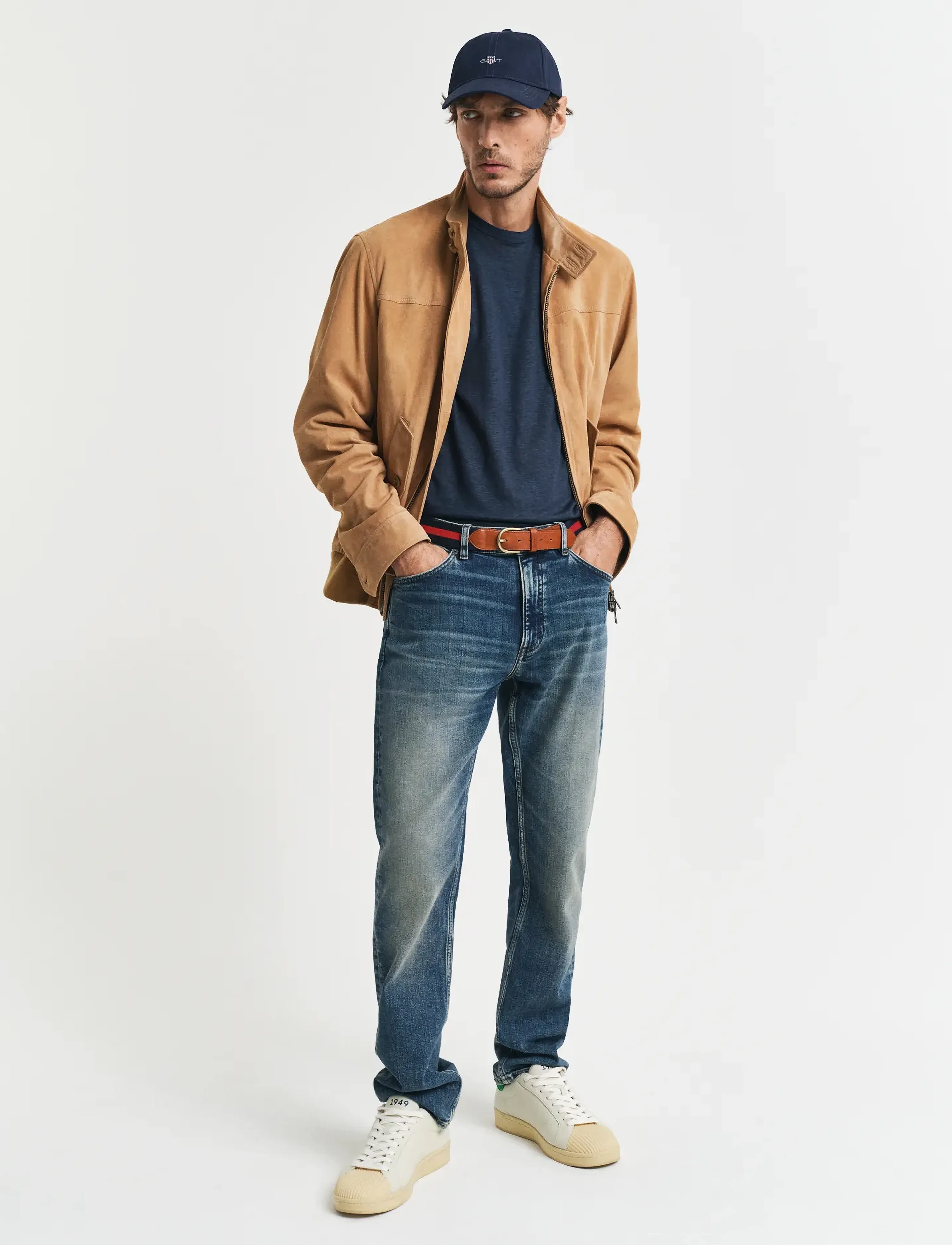 Gant - LINEN SS T-SHIRT - kortärmade t-shirts - evening blue - 5