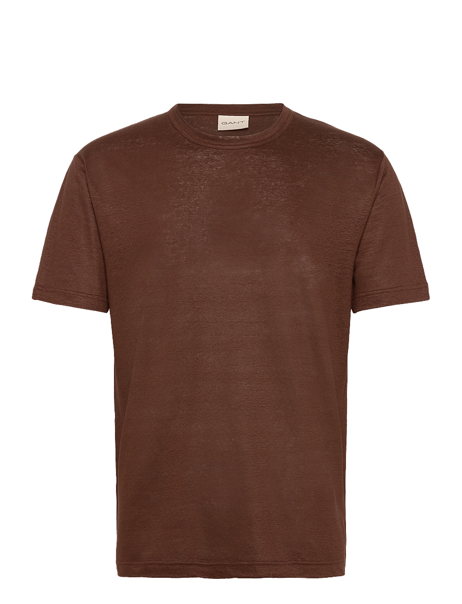 Gant - LINEN SS T-SHIRT - kortærmede t-shirts - mahogany brown - 1