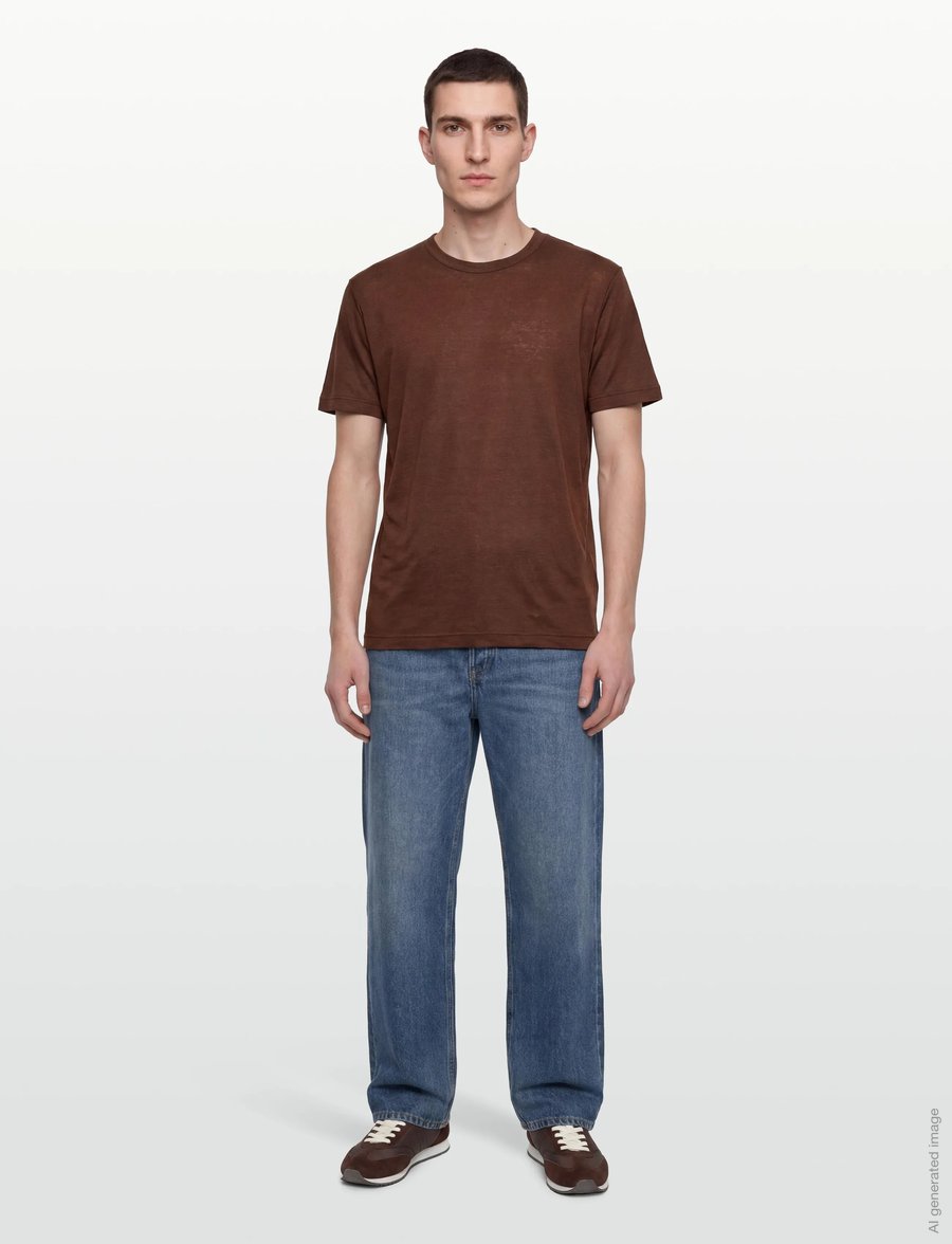 Gant - LINEN SS T-SHIRT - kortærmede t-shirts - mahogany brown - 0