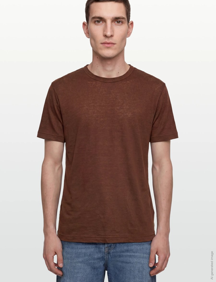 Gant - LINEN SS T-SHIRT - kortærmede t-shirts - mahogany brown - 3