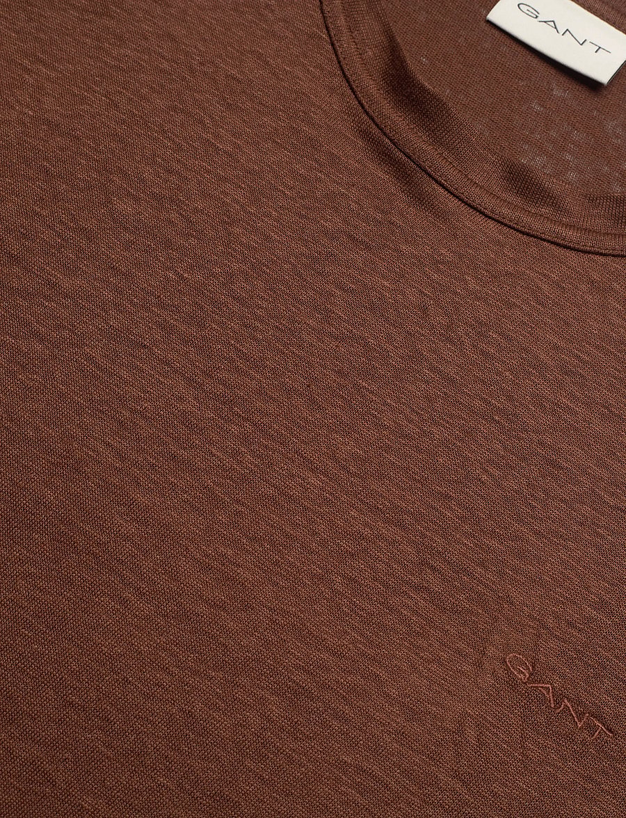 Gant - LINEN SS T-SHIRT - kortærmede t-shirts - mahogany brown - 5