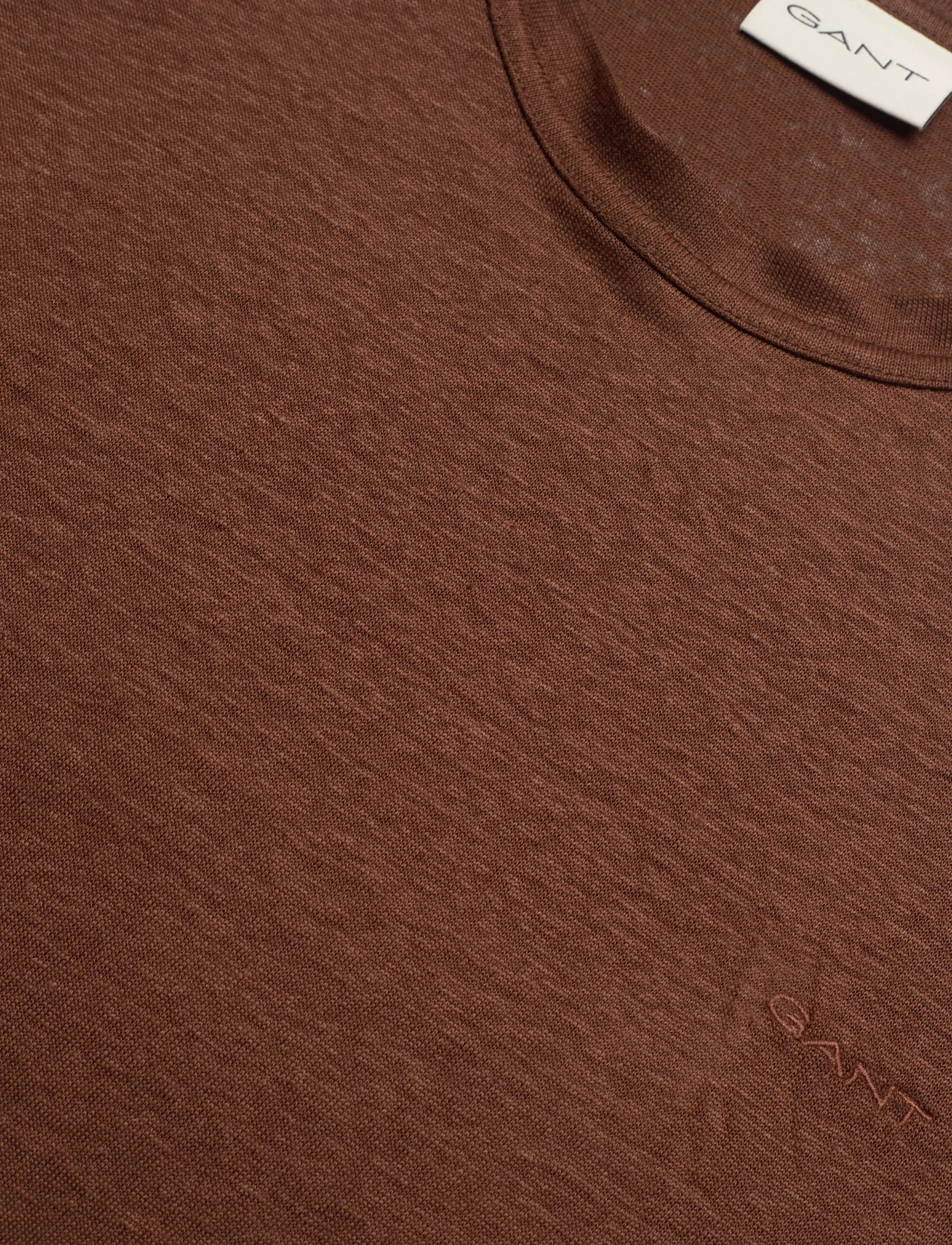 Gant - LINEN SS T-SHIRT - t-shirts à manches courtes - mahogany brown - 5