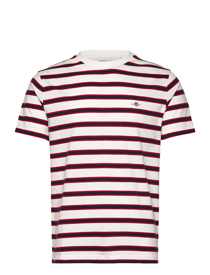 GANT - STRIPED SS TSHIRT - kurzärmelig - eggshell - 0