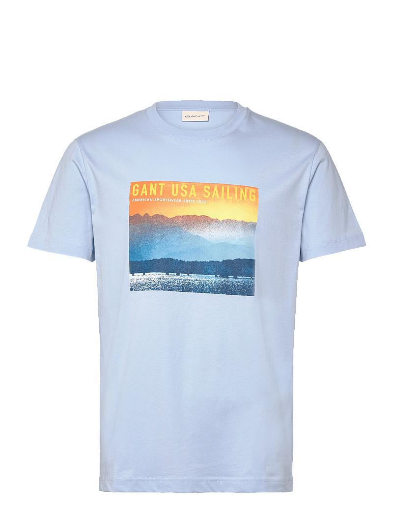 GANT - PLACED GRAPHIC T-SHIRT - kortärmade t-shirts - fresh blue - 0