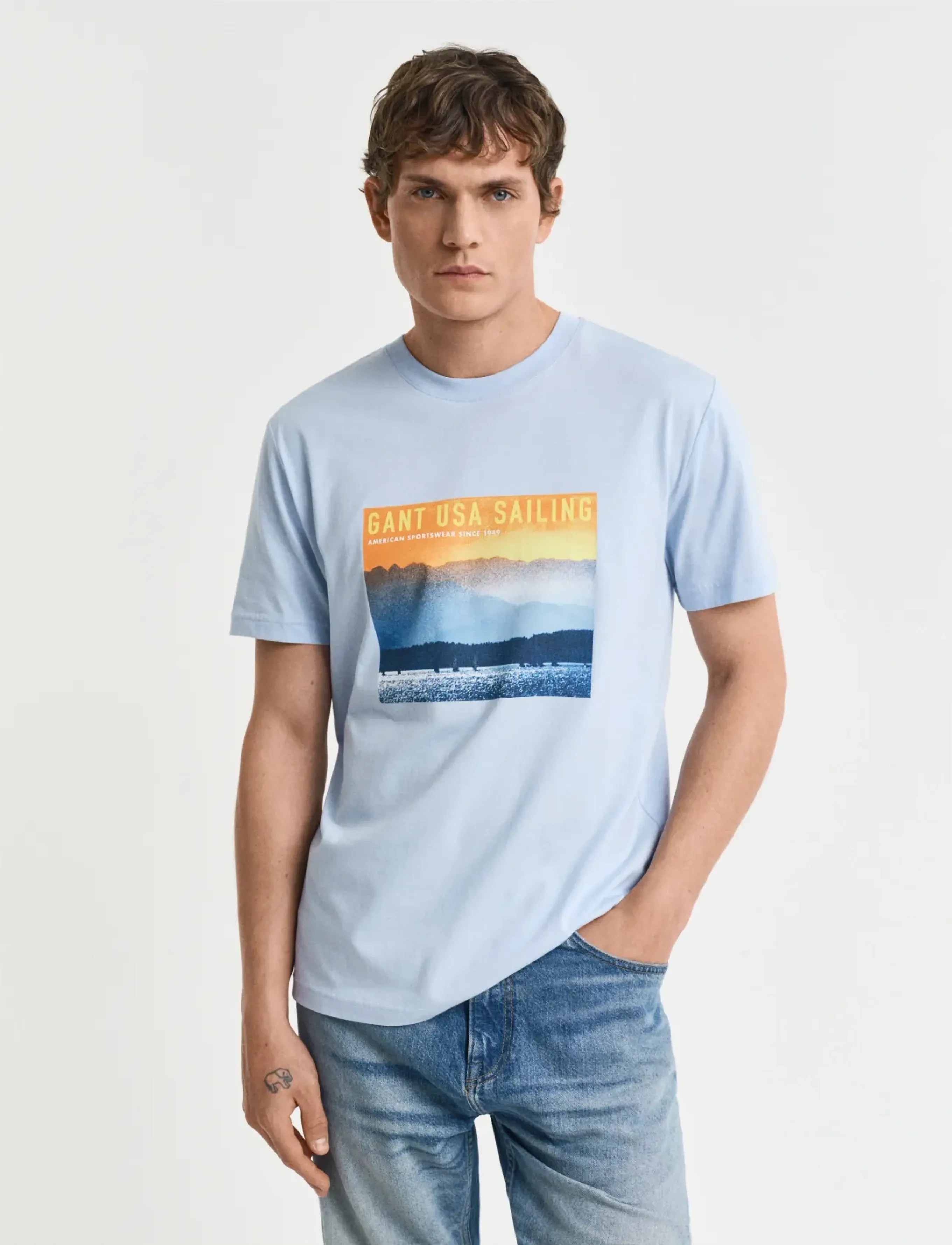GANT PLACED GRAPHIC T-SHIRT - Kampagnen - FRESH BLUE / blue
