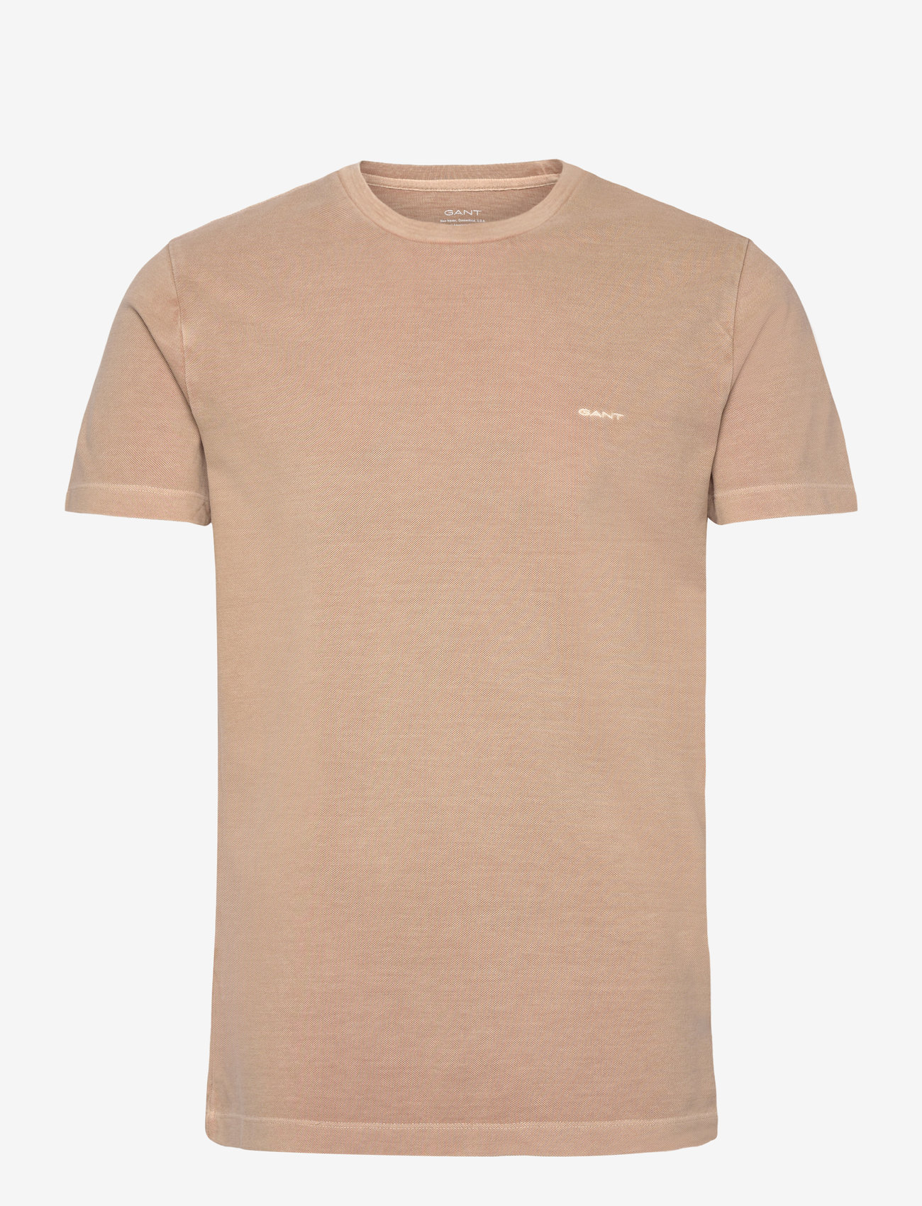 GANT - SLIM SUNFADED SS PIQUE T-SHIRT - kortärmade t-shirts - dry sand - 0