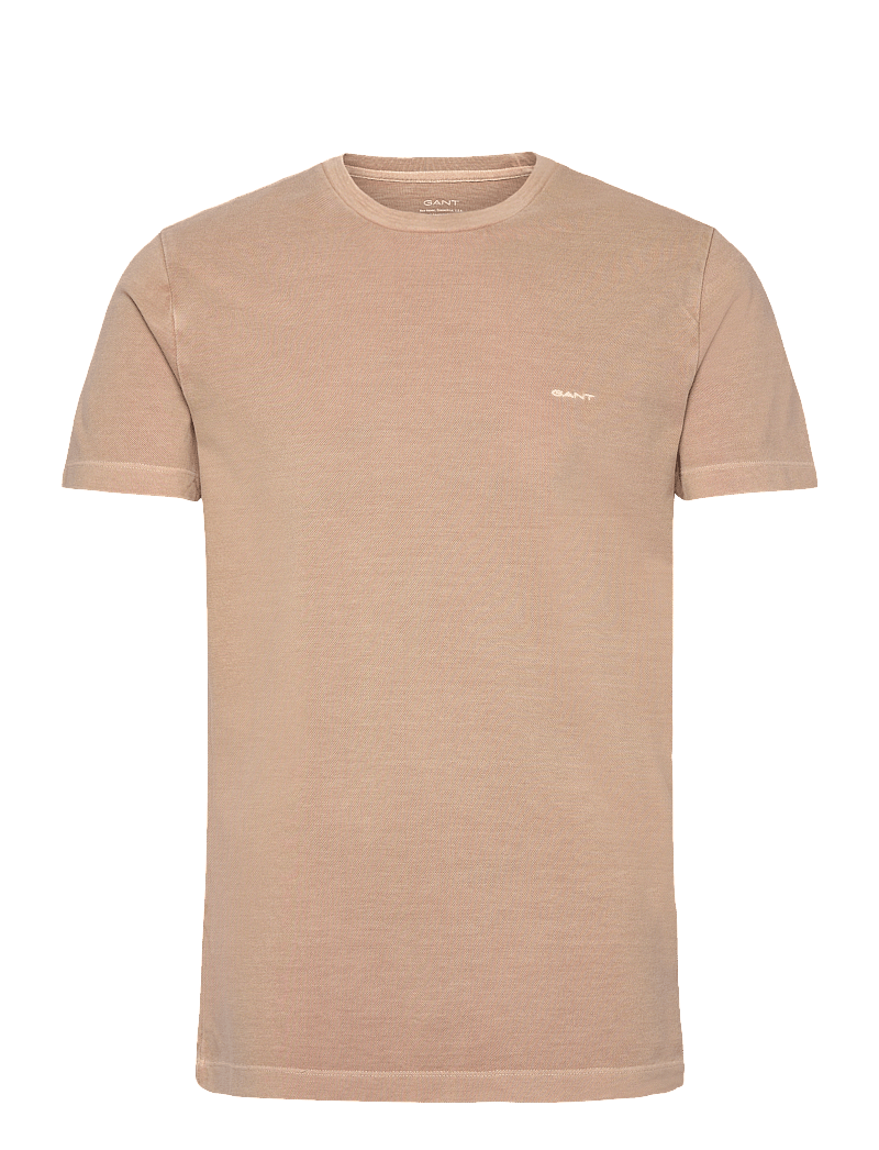 GANT - SLIM SUNFADED SS PIQUE T-SHIRT - kortärmade t-shirts - dry sand - 0