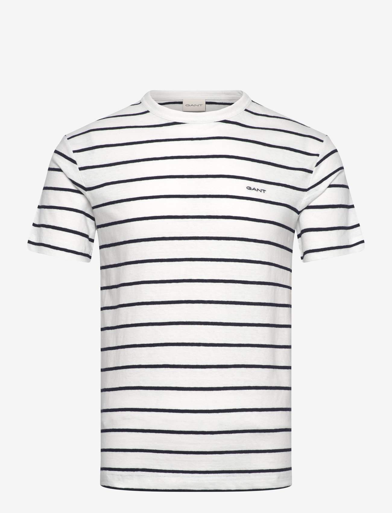 GANT - COTTON LINEN STRIPE SS T-SHIRT - kurzärmelig - cream - 0