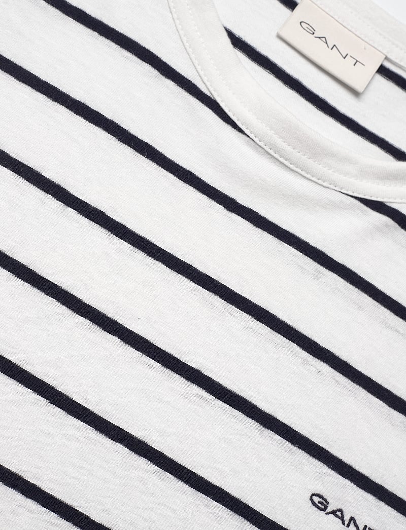 GANT - COTTON LINEN STRIPE SS T-SHIRT - kurzärmelig - cream - 2