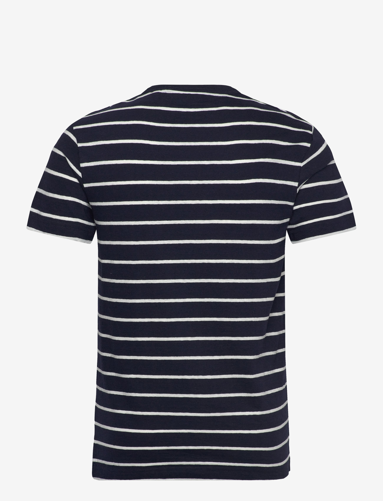 GANT - COTTON LINEN STRIPE SS T-SHIRT - kortærmede t-shirts - evening blue - 1