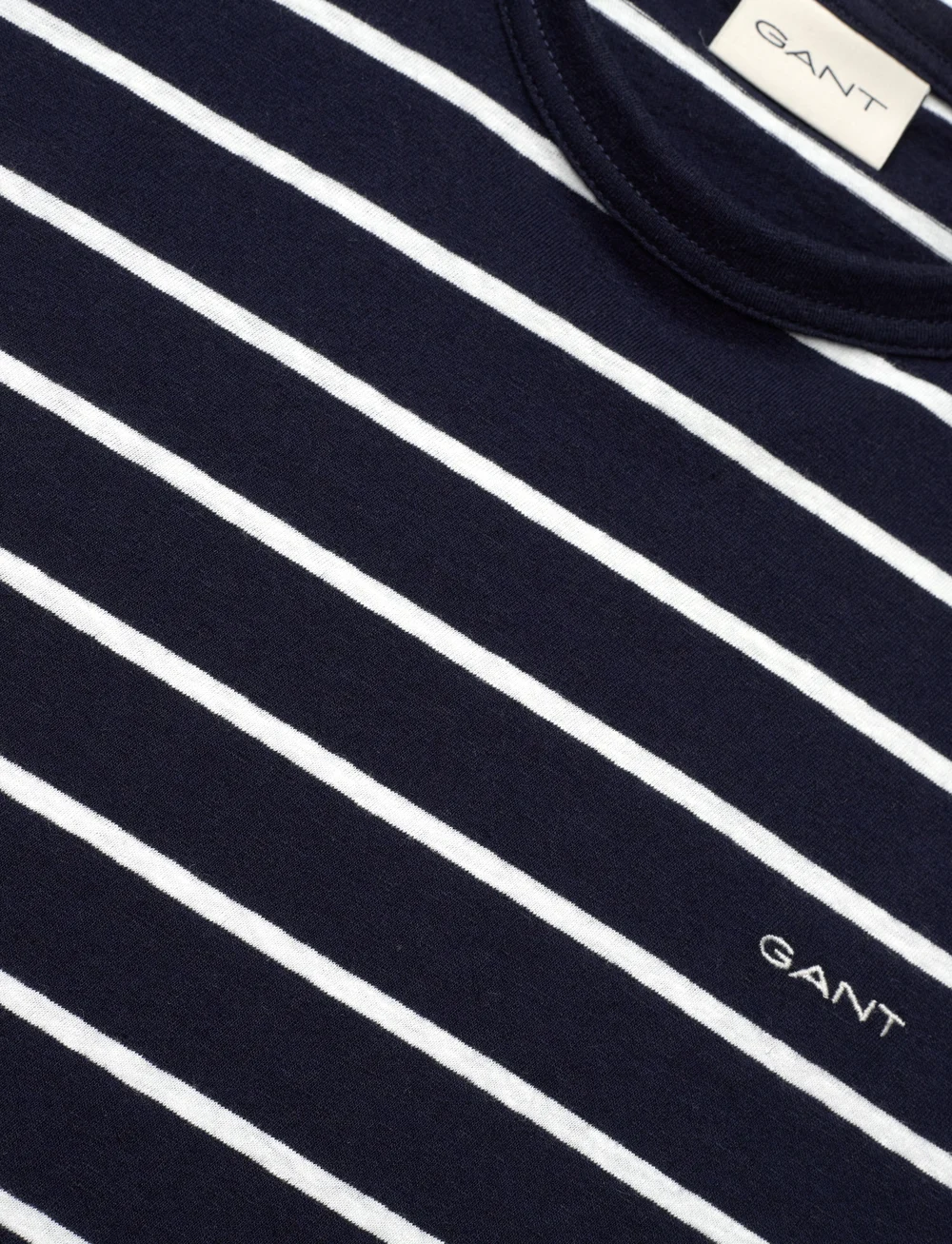 GANT - COTTON LINEN STRIPE SS T-SHIRT - kurzärmelig - evening blue - 2