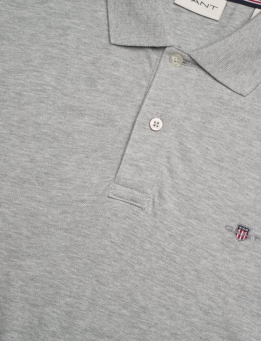 Gant - Logo Polo Shirt - short-sleeved polos - light grey melange - 2