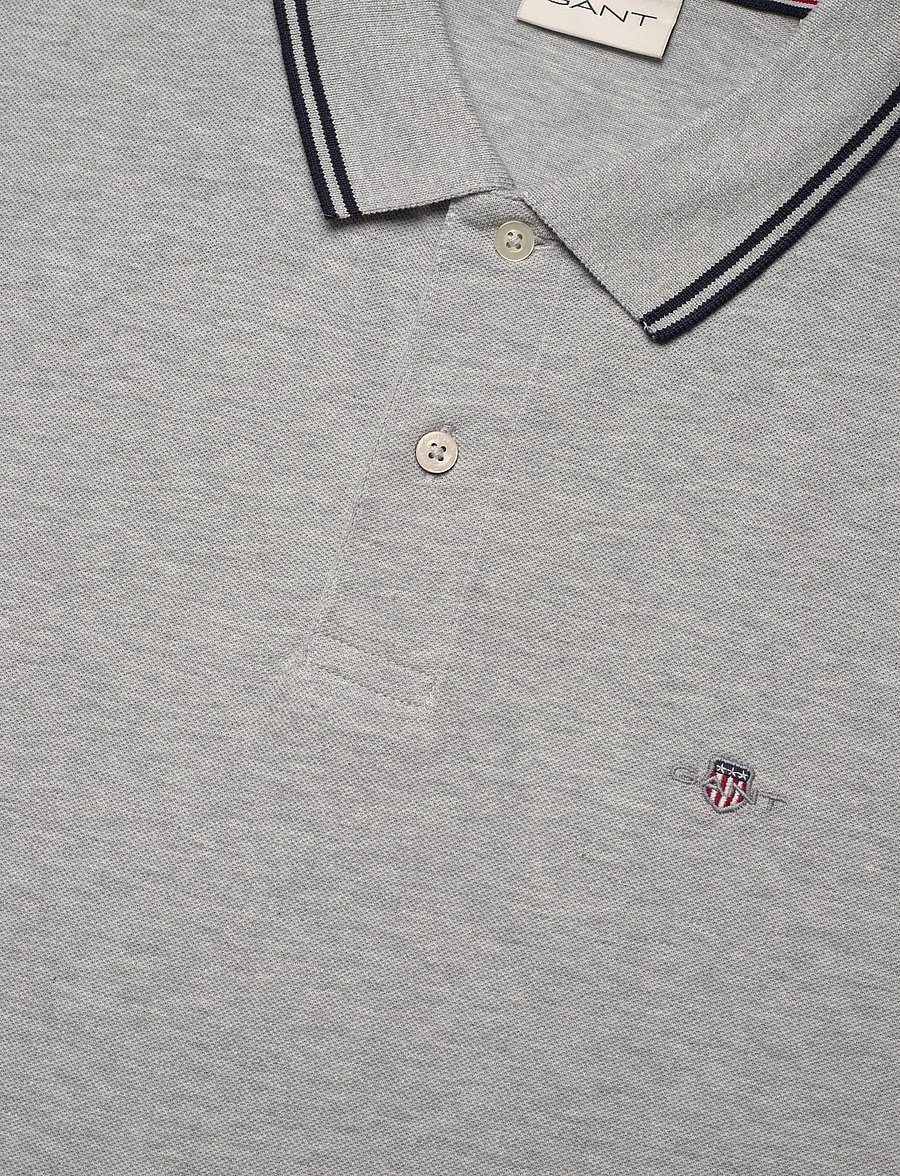 Gant - TIPPING COLLAR SS POLO - short-sleeved polos - light grey melange - 2