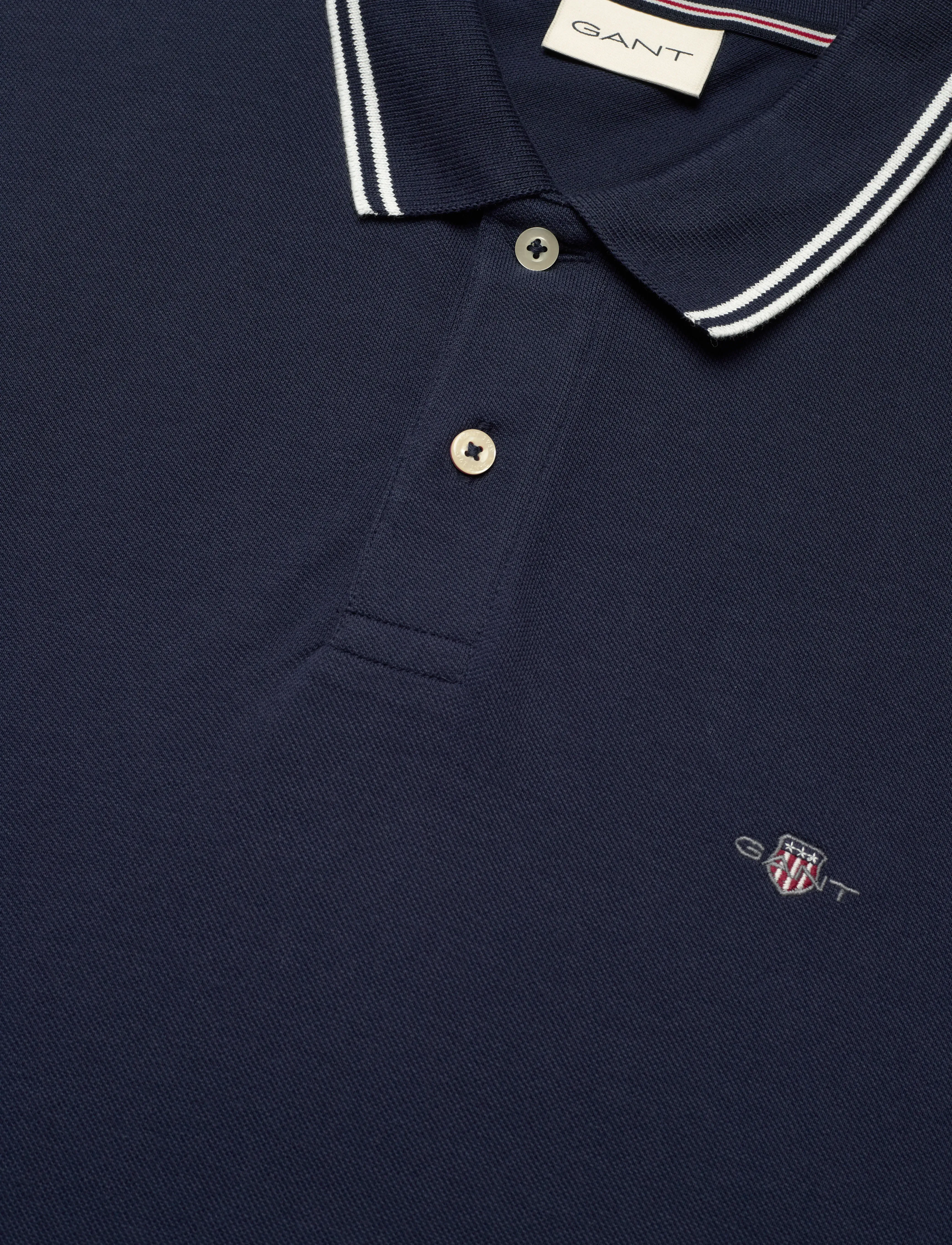 Gant - TIPPING COLLAR SS POLO - kortærmede poloer - marine - 2