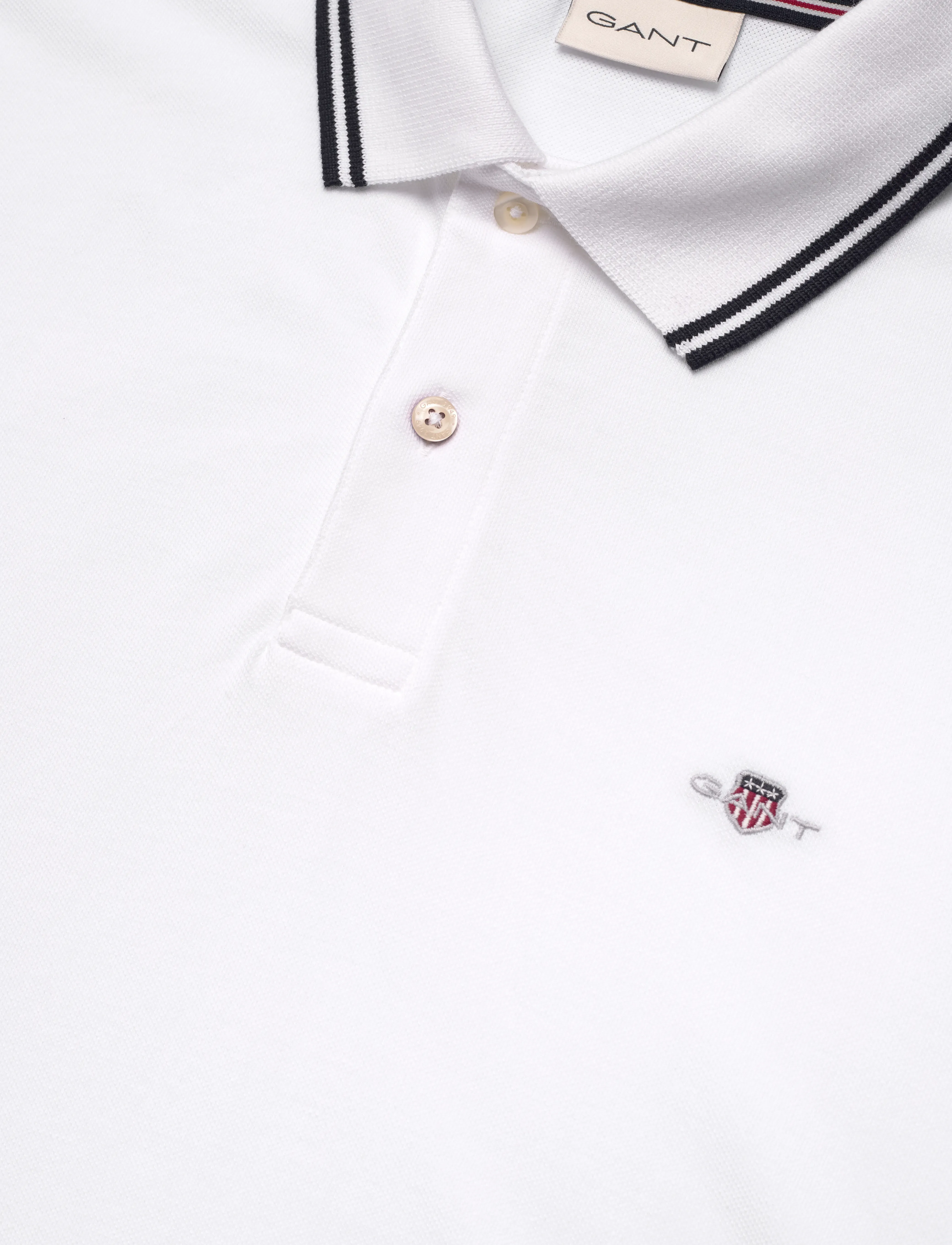 Gant - TIPPING COLLAR SS POLO - kortærmede poloer - white - 2