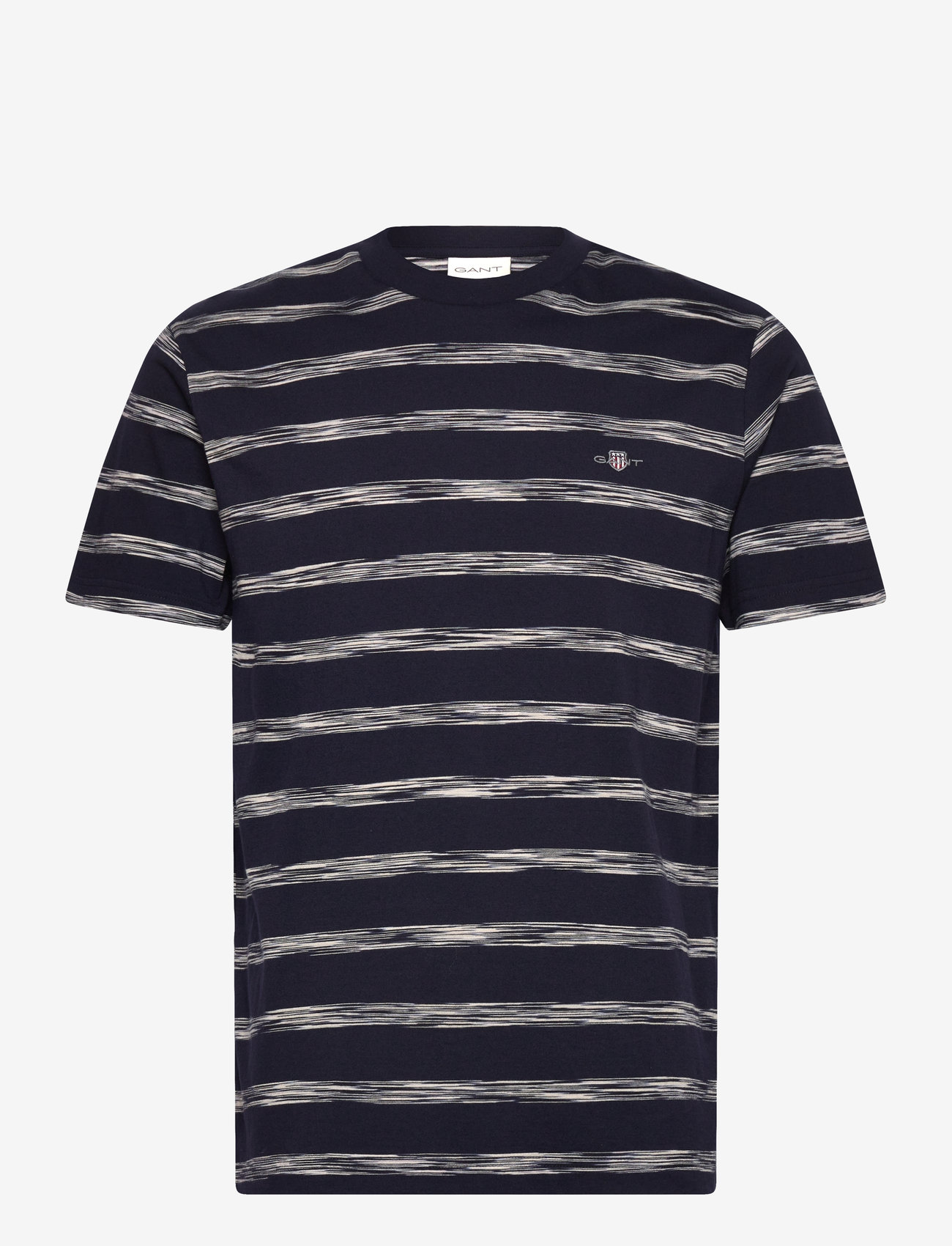 GANT - STRIPED SS T-SHIRT - kortärmade t-shirts - evening blue - 0