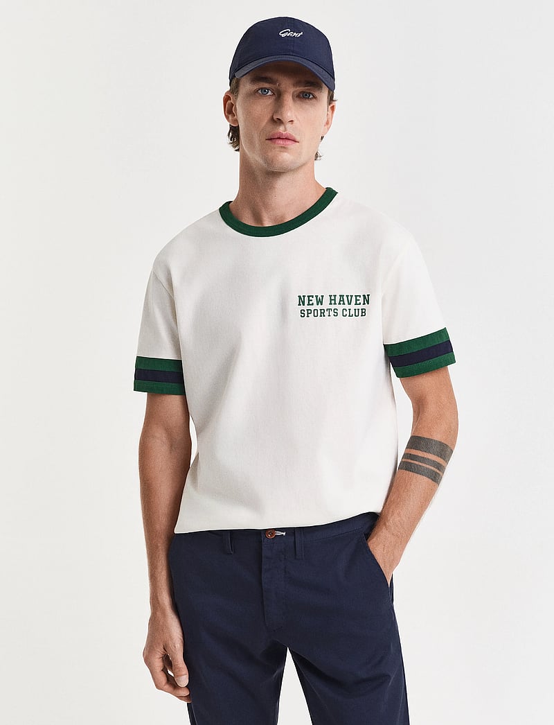 GANT - GRAPHIC T-SHIRT - kortærmede t-shirts - cream - 0