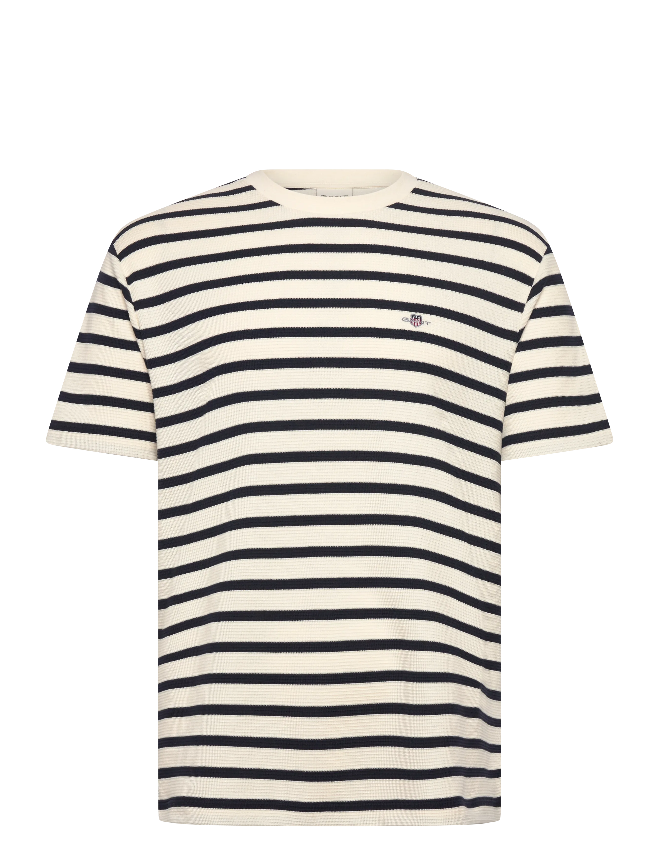 Gant WAFFLE STRIPE SS T-SHIRT - Kleidung - CREAM / cream
