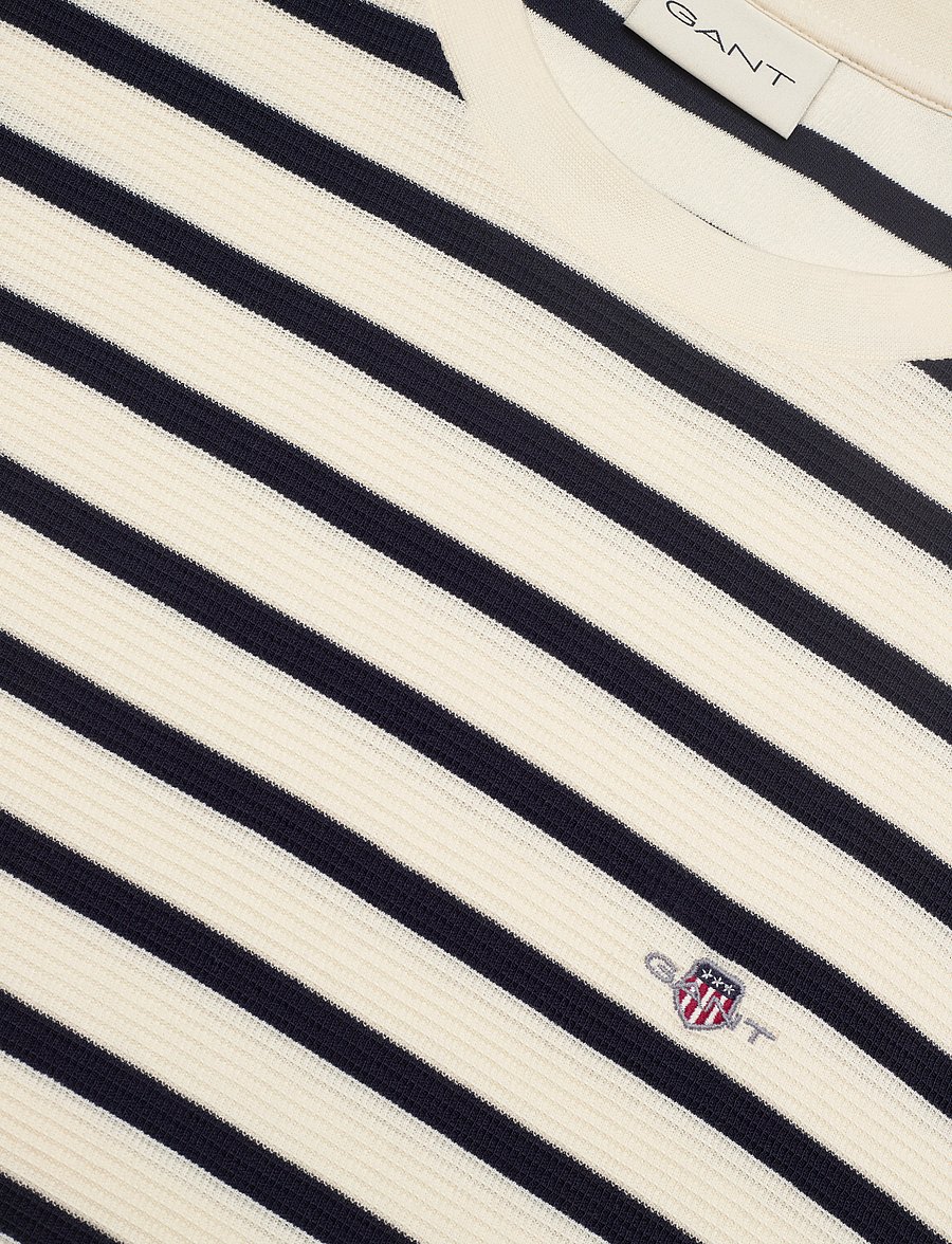 Gant - WAFFLE STRIPE SS T-SHIRT - cream - 2