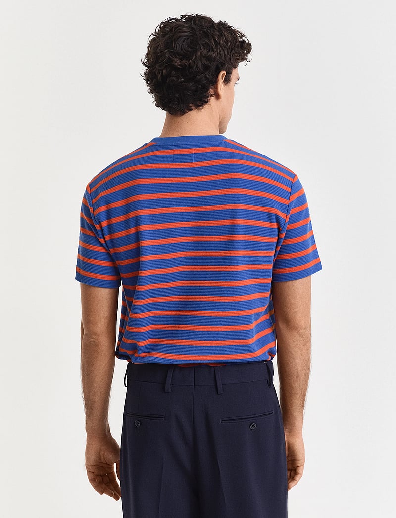 GANT - WAFFLE STRIPE SS T-SHIRT - kortärmade t-shirts - rich blue - 3