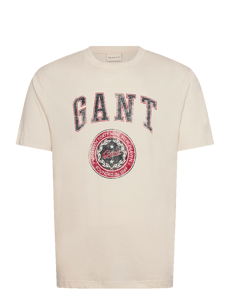 GANT - GRAPHIC SS T-SHIRT - lühikeste varrukatega t-särgid - cream - 0